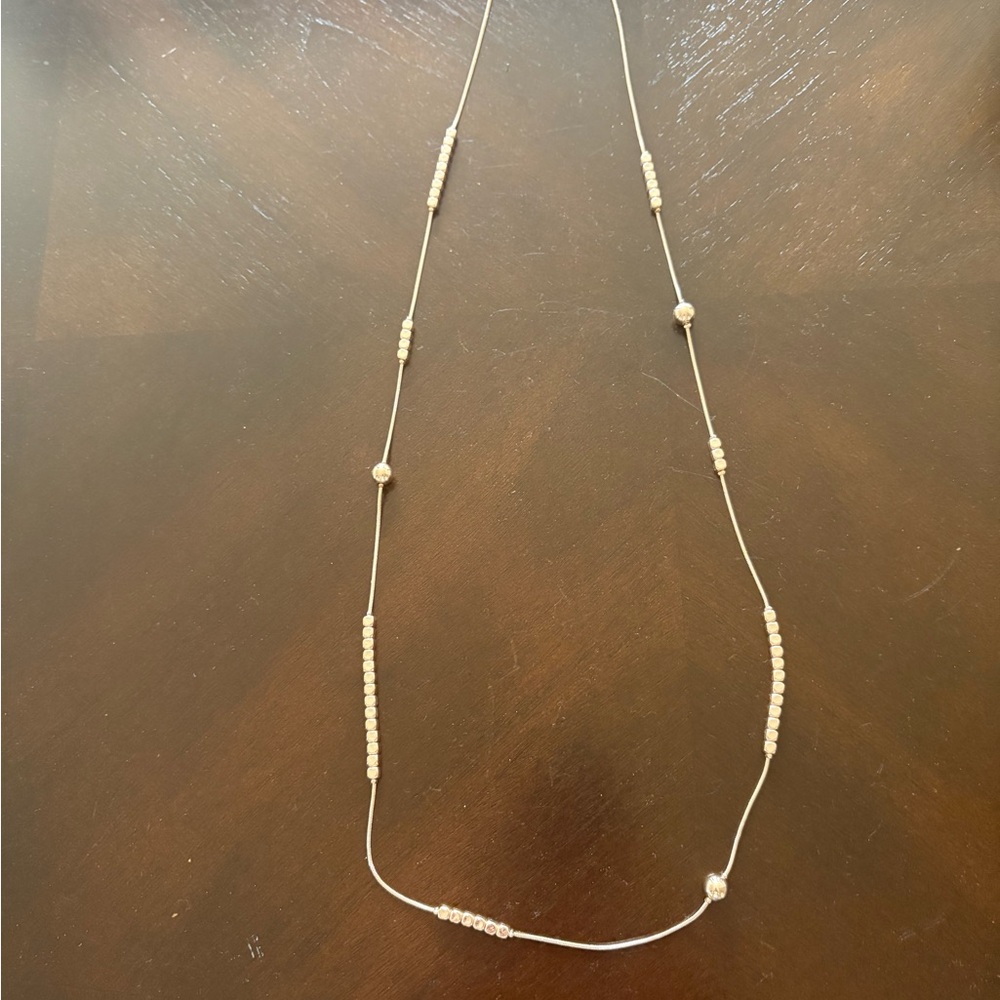 Goldtone Minimalist Necklace with Beaded Design